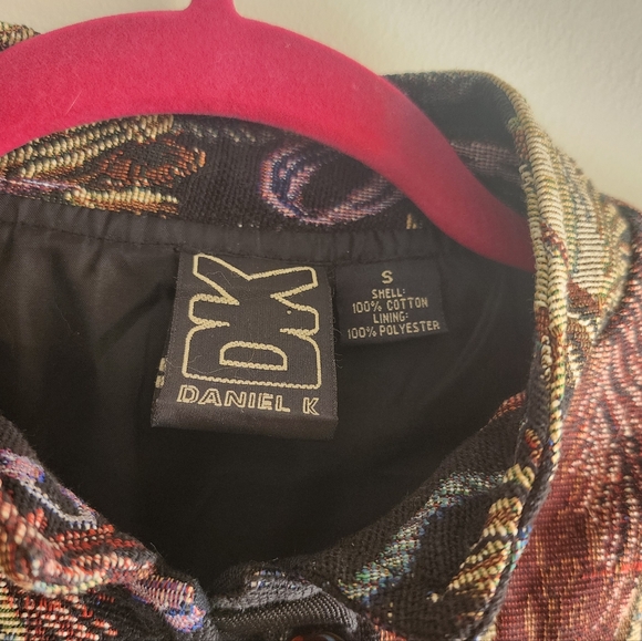 Vintage 90s Daniel K Embroidered Tapestry Horse Head Print Woven Blazer Jacket S - Picture 9 of 13